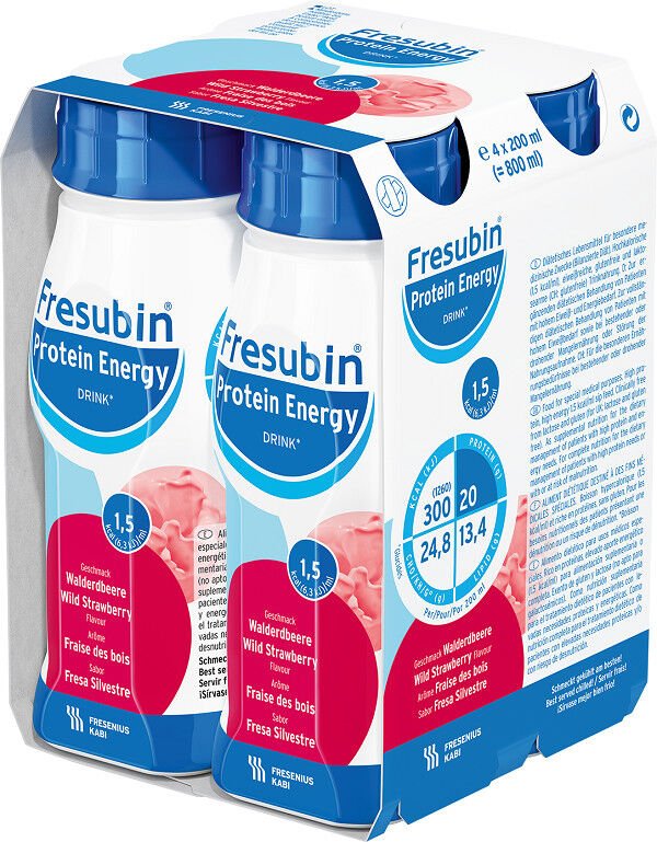 Fresubin Protein energy drink EasyBottle príchuť lesná jahoda 4 x 200 ml