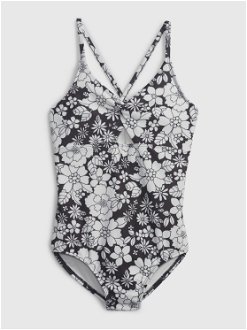 Bielo-čierne dievčenské kvetované plavky GAP