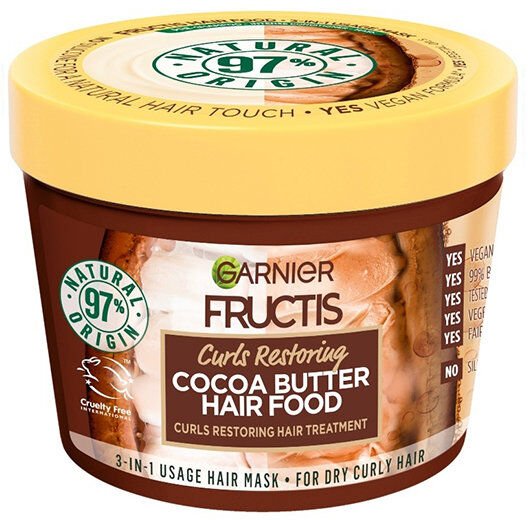 Garnier Fructis Hair Food Cocoa Butter 3v1 maska na vlasy pro nepoddajné, krepovité vlasy 390ml
