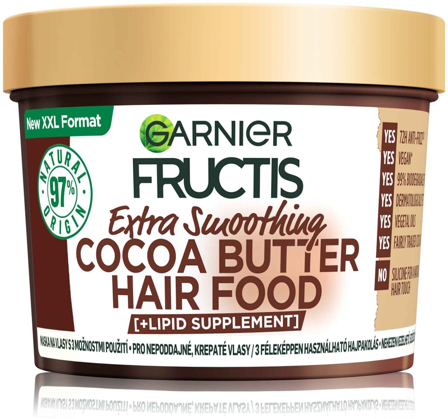 Garnier Fructis Hair Food Cocoa Butter uhladzujúca maska na vlasy na nepoddajné, krepovité vlasy, 400 ml