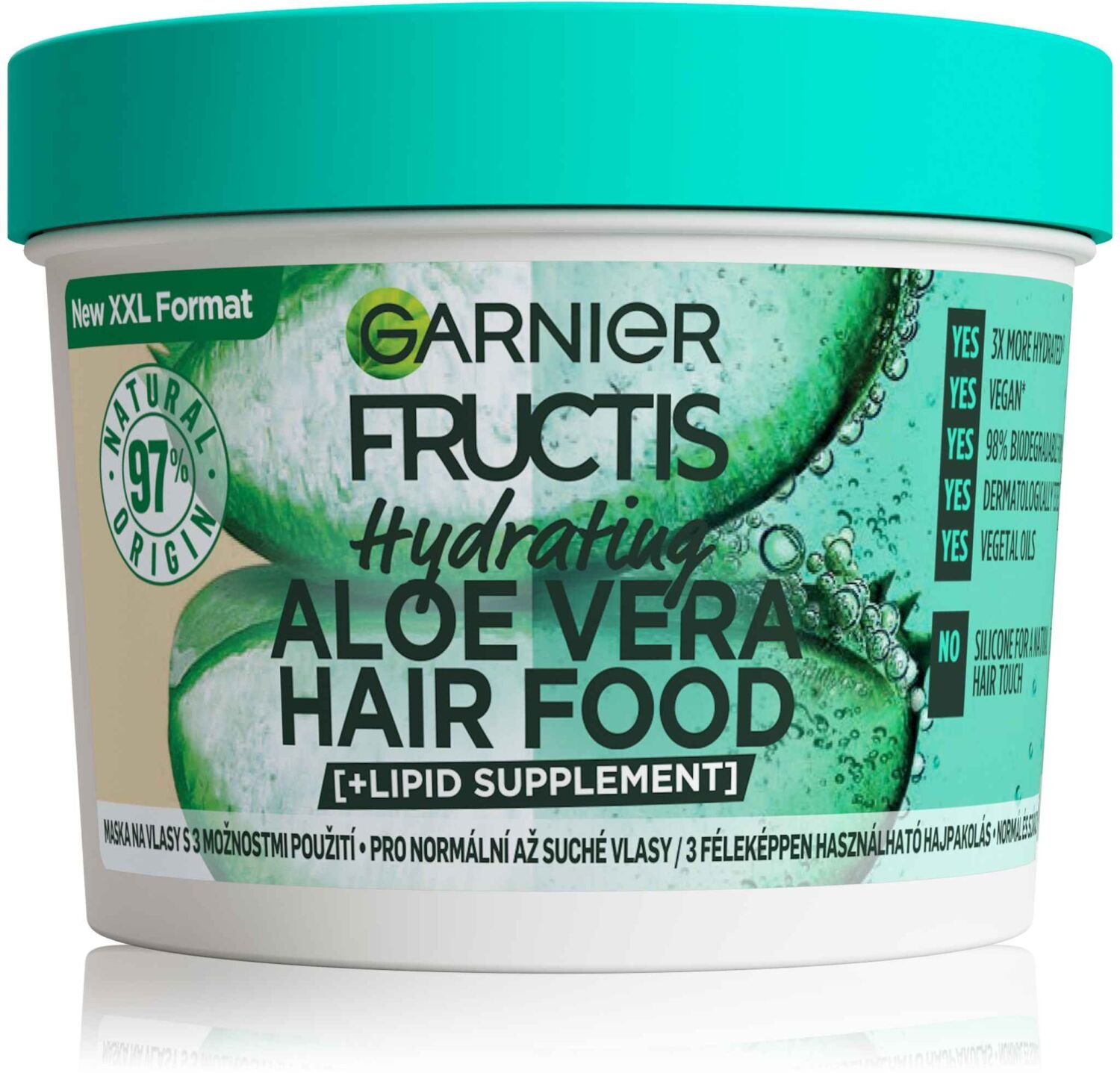 Garnier Fructis Hair Food Hydratačná Aloe Vera maska na vlasy na normálne až suché vlasy, 400 ml