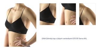 GINA Dámsky top s úzkymi ramienkami 07015P čierna M/L 1