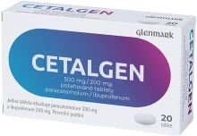 Glenmark Cetalgen 500 mg/200 mg, 20 tabliet