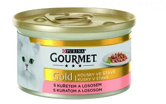 Gourmet Gold Cat konzerva kura, losos v šťave 85 g