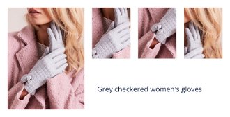 Grey checkered women's gloves 1