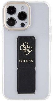 Guess PU Grip Stand 4G Metal Logo Zadný Kryt pre iPhone 15 Pro, black