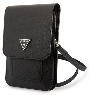 Guess PU Saffiano Triangle Logo Phone Bag, black