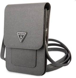 Guess PU Saffiano Triangle Logo Phone Bag, grey