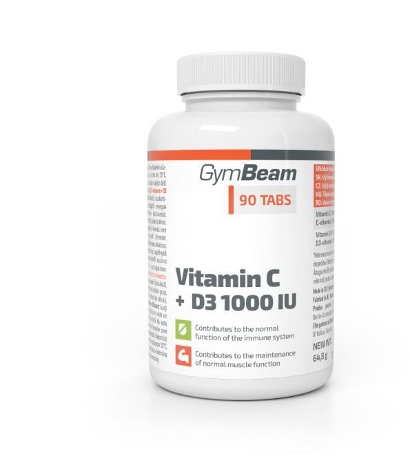 Gymbeam vitamin c + d3 1000 iu 90tbl