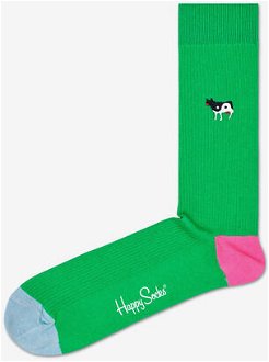 Happy Socks Ribb Embroidery Yin Yang Cow Ponožky Zelená