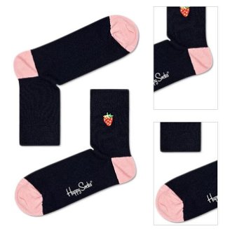 Happy Socks Ribbed Embroidery Strawberry 1/2 Crew Sock 3