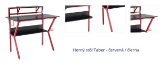 Herný stôl Taber - červená / čierna 1