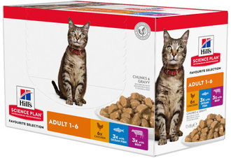 Hill´s Science Plan kapsička Feline Adult Multipack Chicken, Beef & Ocean Fish 12x85 g