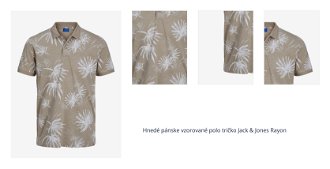 Hnedé pánske vzorované polo tričko Jack & Jones Rayon 1