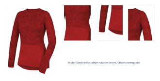 Husky  Dámske tričko s dlhým rukávom červená, S Merino termoprádlo 1