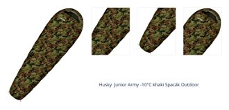 Husky  Junior Army -10°C khaki Syntetický trojsezónny detský spací vak 1