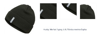 Husky  Merhat 1 grey, L-XL Pánska merino čiapka 1