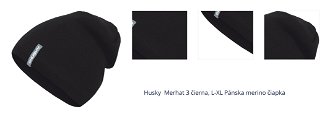 Husky  Merhat 3 čierna, L-XL Pánska merino čiapka 1