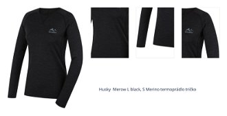 Husky  Merow L black, S Merino termoprádlo tričko 1