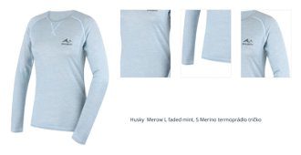 Husky  Merow L faded mint, S Merino termoprádlo tričko 1