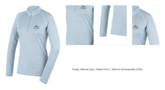 Husky  Merow zips L faded mint, L Merino termoprádlo tričko 1