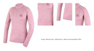 Husky  Merow zips L faded pink, L Merino termoprádlo tričko 1