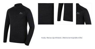 Husky  Merow zips M black, L Merino termoprádlo tričko 1