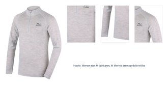 Husky  Merow zips M light grey, M Merino termoprádlo tričko 1