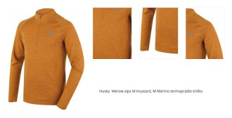 Husky  Merow zips M mustard, M Merino termoprádlo tričko 1