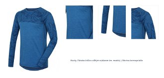 Husky  Pánske tričko s dlhým rukávom tm. modrá, L Merino termoprádlo 1