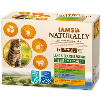 Iams kapsička Naturally morské a suchozemské mäso v omáčke multipack 12 x 85 g