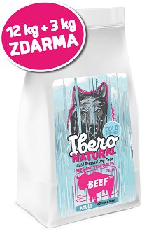 Ibero COLD PRESSED dog  adult  MEDIUM/LARGE   BEEF - 3 x (12kg + 3kg GRATIS)
