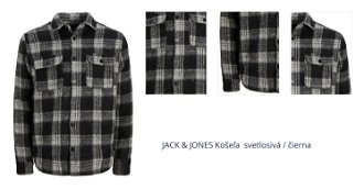 JACK & JONES Košeľa  svetlosivá / čierna 1