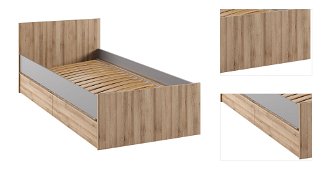 Jednolôžková posteľ s roštom a úložným priestorom Boran 90 - dub artisan / sivá 3