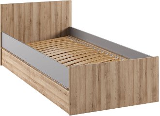 Jednolôžková posteľ s roštom a úložným priestorom Boran 90 - dub artisan / sivá 2