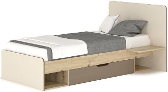 Jednolôžková posteľ s roštom Loros 90 90x200 cm - dub artisan / latte / champagne 2
