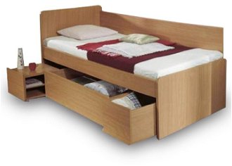 Jednolôžková posteľ s úložným priestorom Oto 90 - buk