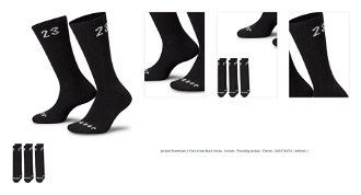 Jordan Essentials 3 Pack Crew Black Socks - Unisex - Ponožky Jordan - Čierne - DA5718-010 - Veľkosť: L 1