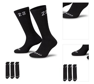 Jordan Essentials 3 Pack Crew Black Socks - Unisex - Ponožky Jordan - Čierne - DA5718-010 - Veľkosť: L 3