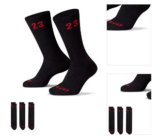 Jordan Essentials 3 Pack Crew Black/Red Socks - Unisex - Ponožky Jordan - Čierne - DA5718-011 - Veľkosť: L 3