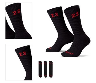 Jordan Essentials 3 Pack Crew Black/Red Socks - Unisex - Ponožky Jordan - Čierne - DA5718-011 - Veľkosť: M 4
