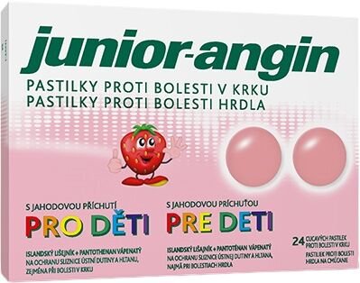 Junior-angin pre deti s jahodovou príchuťou 24 pastiliek