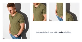 Kaki pánska basic polokošeľa Ombre Clothing S1374 basic basic 1