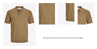 Kaki pánske polo tričko s prímesou ľanu Jack & Jones Rigor 1