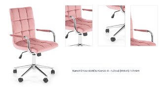 Kancelárska stolička Gonzo 4 - ružová (Velvet) / chróm 1