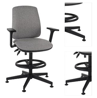 Kancelárska stolička s podrúčkami a podnožkou Sean 3D RB - sivá (Medley 05) / čierna 3