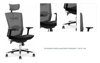 Kancelárska stolička s podrúčkami Ambasador - čierna / sivá 1