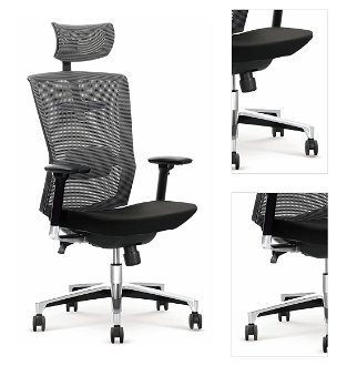 Kancelárska stolička s podrúčkami Ambasador - čierna / sivá 3