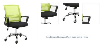 Kancelárska stolička s podrúčkami Apolo - zelená / čierna 1