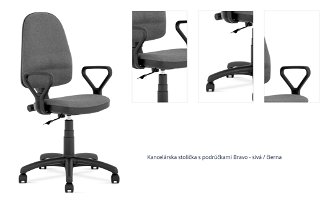 Kancelárska stolička s podrúčkami Bravo - sivá / čierna 1